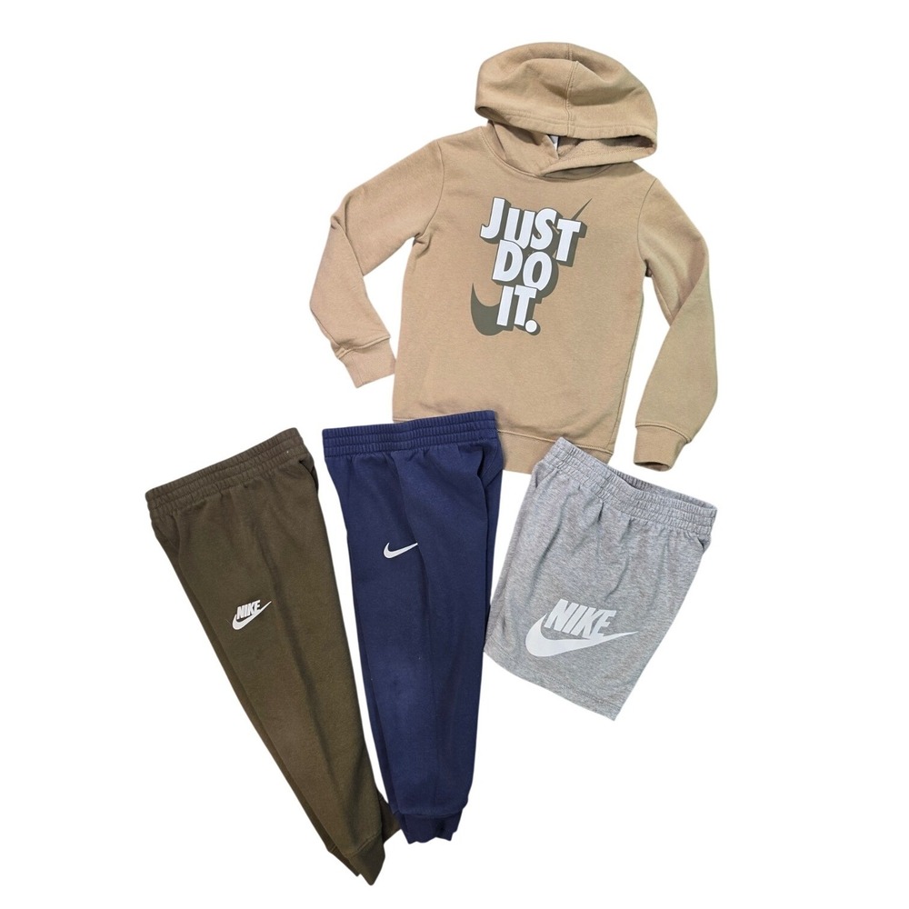 Nike Boys 4-5Y Swoosh Just Do It Hoodie Joggers Shorts 4 Pc Clothing Lot